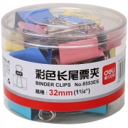 得力8553ES彩色长尾票夹筒装(混)(24只/筒)（计价单位：筒）