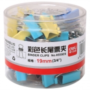 得力8555ES彩色长尾票夹筒装(混)(40只/筒)（计价单位：筒）