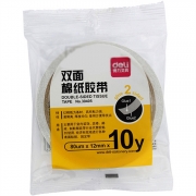 得力30405棉纸双面胶带12mm*10y*80um(白)(1卷/袋)（计价单位：袋）