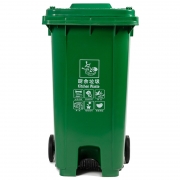 科力邦 Kelibang 分类环卫户外塑料垃圾桶 KB1066 120L 550*470*950mm （绿色） 厨余垃圾（翻盖+带轮+脚踏）