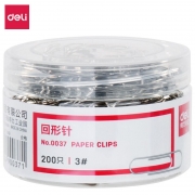 得力 0037 回形针 3# 29mm 200枚/筒 1/48/192（计价单位：盒）银色 0037 200枚/筒 银色