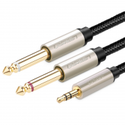 绿联 UGREEN 音频线 40793 AV126 3.5转双6.5音频线 一分二转接头 6.35mm大二芯连接线 3m （黑色）