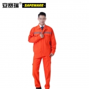安赛瑞 春秋加厚反光条劳保工作服（套装）棉质 适合身高176-180cm 棉质工作服 企业可定制 10895 橘色(单位：套)