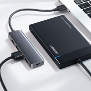 绿联 UGREEN USB3.0分线器 50985  高速4口HUB扩展坞转换器 台式机笔记本电脑一拖四集线器带电源接口延长线