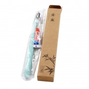 速得利 一次性牙具 小麦桔杆软毛牙具+3g美加净牙膏 (天蓝色) 500套装