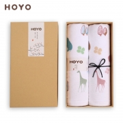 HOYO HOYO 7357 布艺印河马毛巾  樱花礼盒  33*74cm 绿粉 95g/套 2条/盒 计价单位:盒