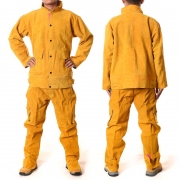 朗固 分体式 牛皮电焊服 LGDH-002 牛皮 土黄