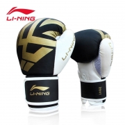 李宁 LI-NING 拳击手套 成人散打搏击手套 男女训练比赛手套打沙包拳套LXWL072-1黑色 10oz