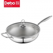 德铂/Debo DEP-316 炒锅炒菜锅 32cm 不锈钢厚底无涂层明火电磁炉通用（单位：个）