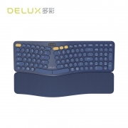 多彩（DeLUX）GM903键盘 人体工学键盘 蓝牙无线键盘 拱形键盘 圆形按键 软垫掌托 蓝色
