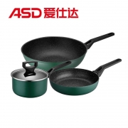 爱仕达 PL03Q2TG锅具三件套 30cm不粘炒锅+24cm不粘煎锅+16cm不粘奶锅 （单位：套）