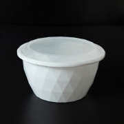 特美居 一次性圆形1500ml带盖锁扣餐盒可微波塑料餐具白色50套装 TMJ-285
