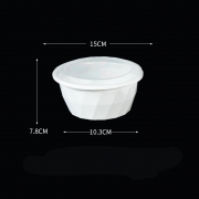 特美居 一次性圆形800ml带盖锁扣餐盒可微波塑料餐具白色50套装 TMJ-283