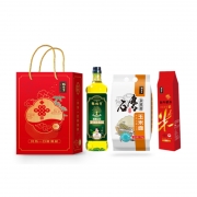 粮佰年（GBHX） 家团圆米面油礼盒2021新款 500ml+1750g