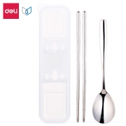 得力 deli 68852 便携餐具套装 不锈钢 含勺子16.5cm 筷子18.5cm 计价单位:套